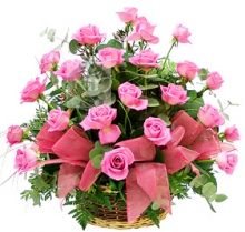 Lovely Pink Roses Basket