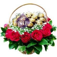 Basket of Chocolates and Roses