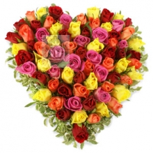 Heart of Mixed Color Roses