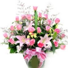 Basket of Pink Flowers