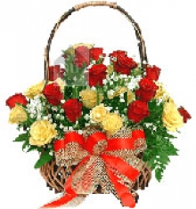 Basket of Red and Yellow Roses