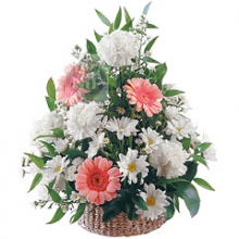Basket of White and Pink Flower