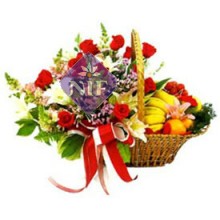 Mixed Flowers and Fresh Fruits